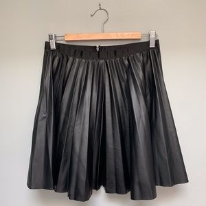 Renee C Faux Leather Pleated Skirt